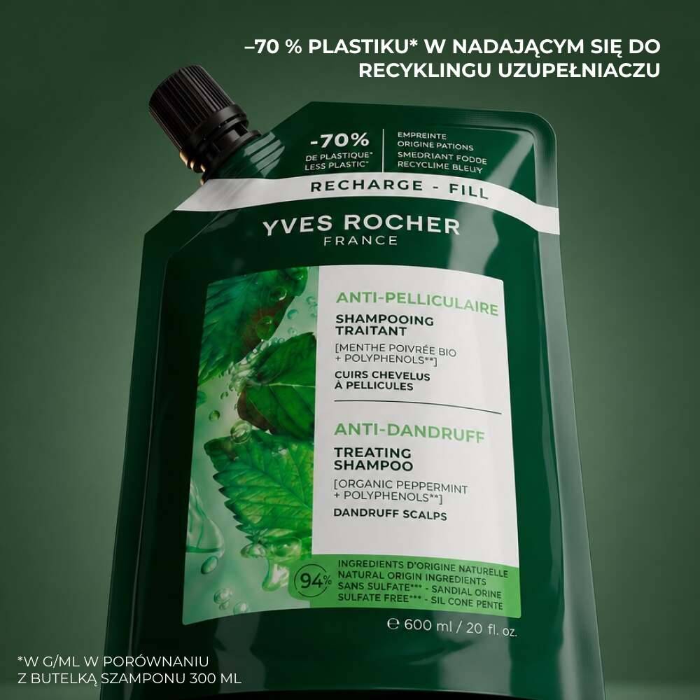 Szampon przeciwłupieżowy z miętą pieprzową bio uzupełniacz 600 ml